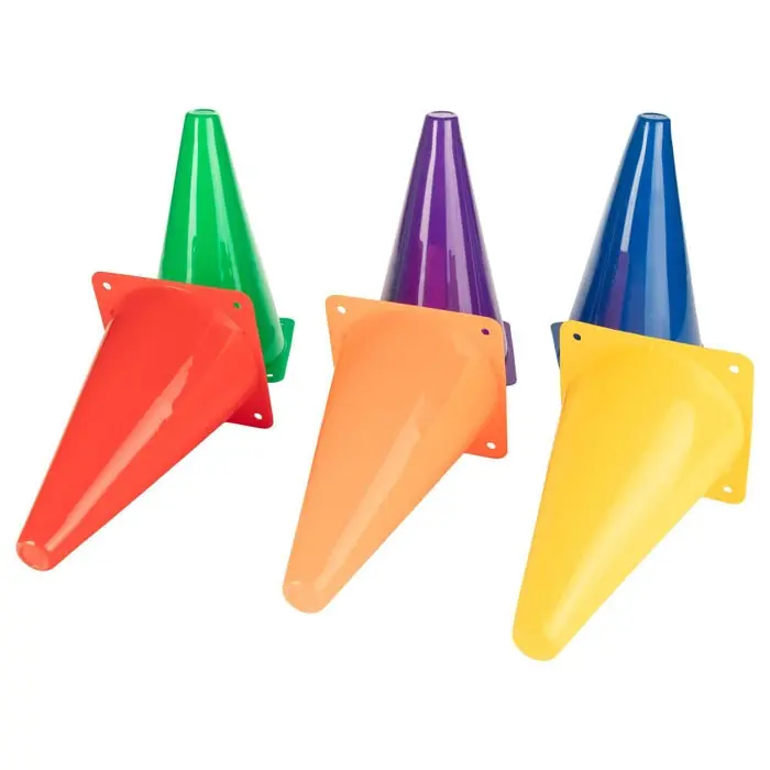 No Minimum Order Champion Sports High Visibility Fluorescent Vinyl Cones, 9 Inches, Assorted Colors, Set of 6